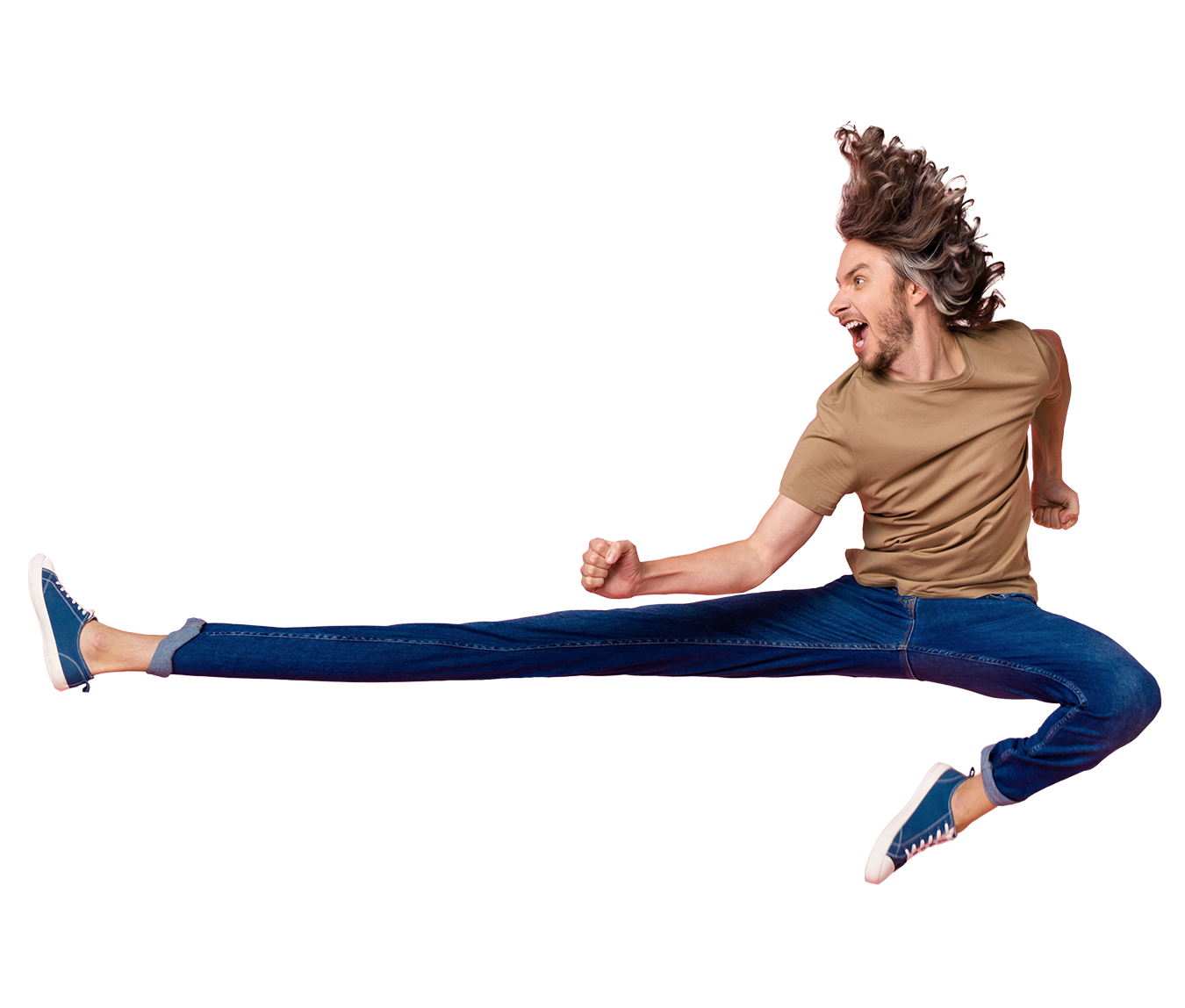 Man jumping with happiness